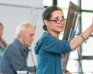 Adults drawing in a studio