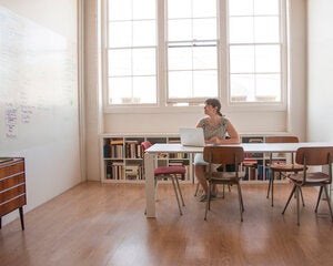Teacher preparing her class