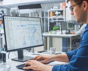 man typing on computer
