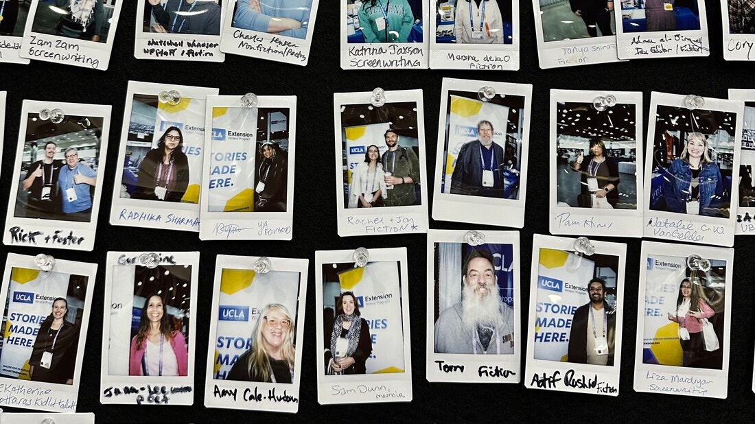 Polaroid pictures of past writers program students