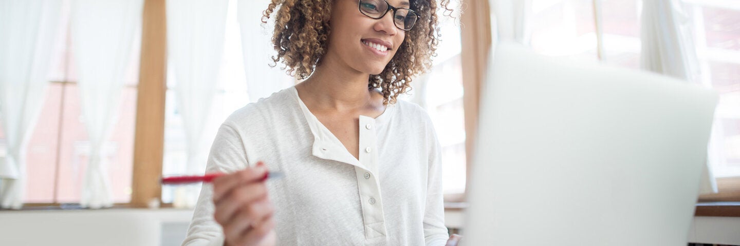 woman working on computer