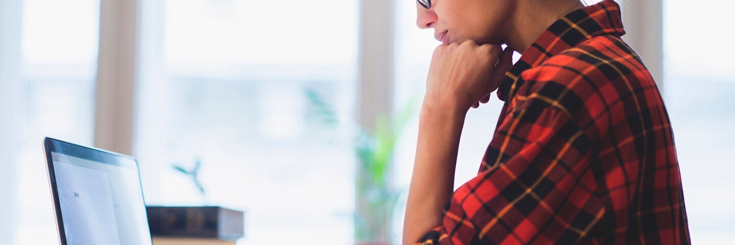 Young woman working on laptop