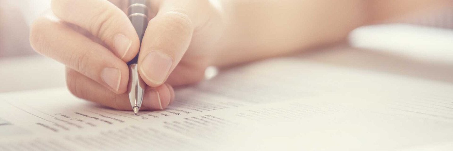 Woman filling out an application form