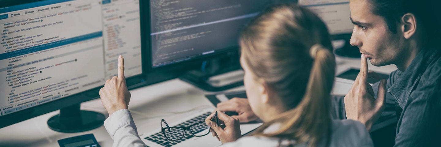 two coders solving a problem