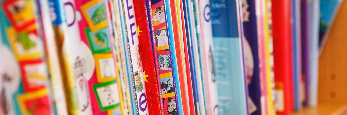 children's reading books on a bookshelf