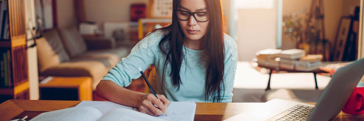 female student studying