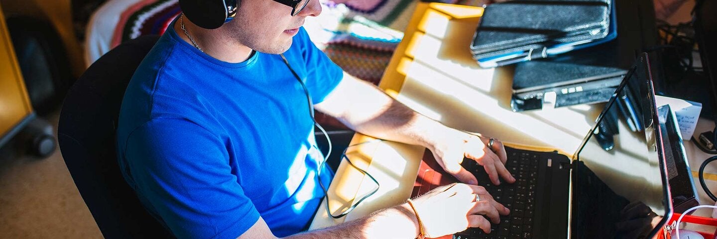 Young man using a laptop