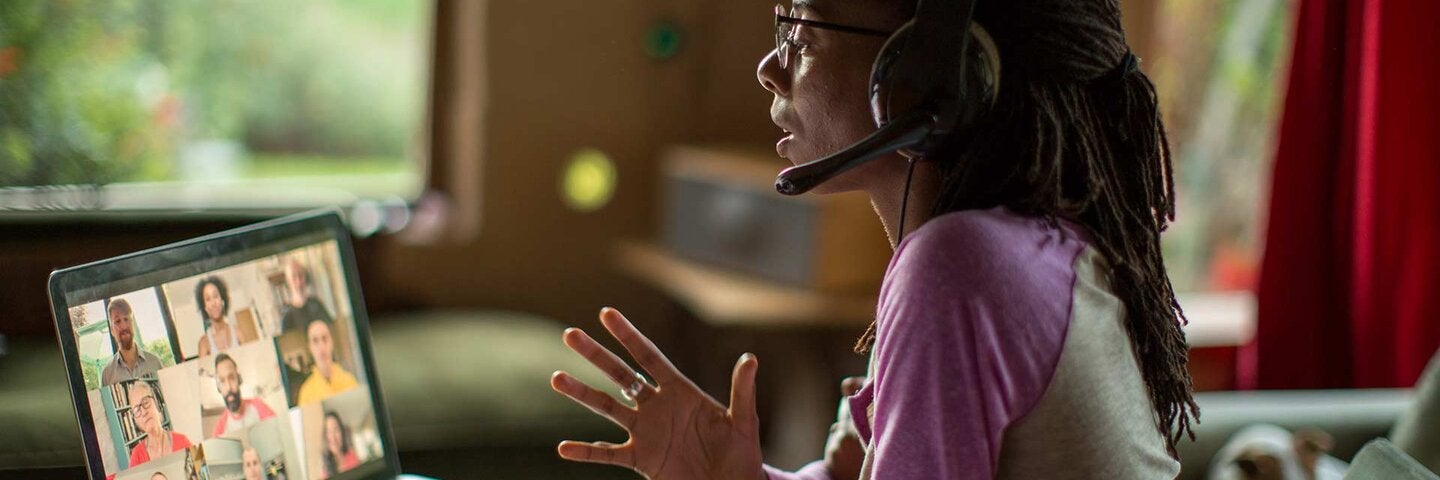 woman videoconferencing from home