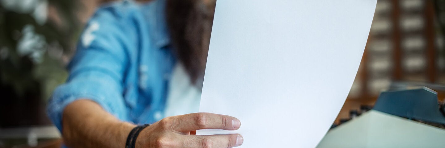 Man reviewing his writing