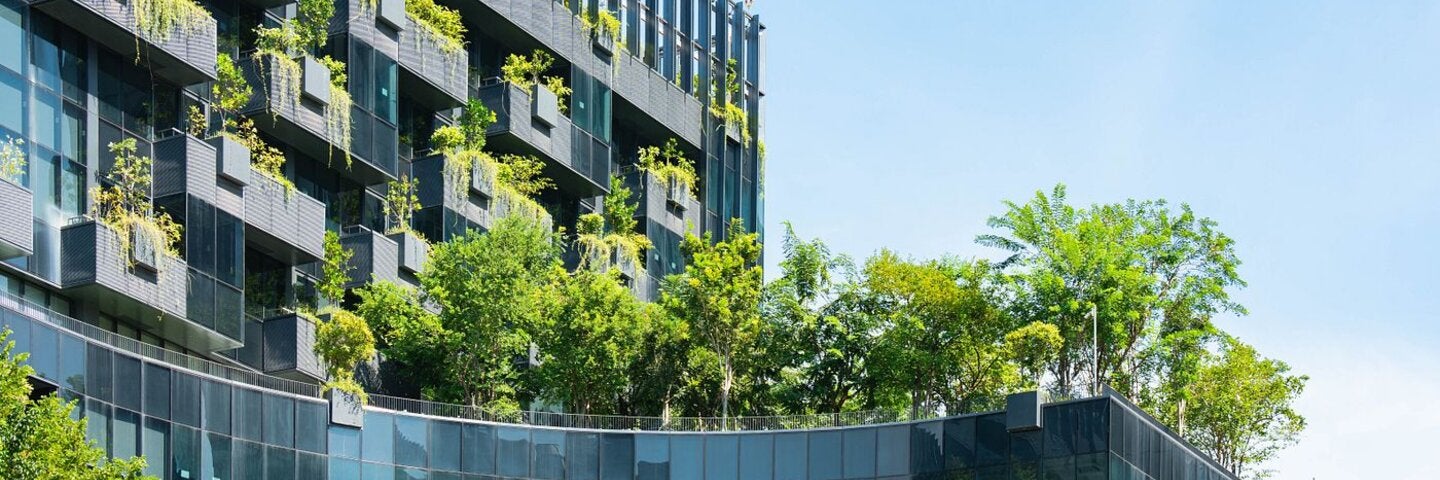 Modern building in Bangkok with vertical Green