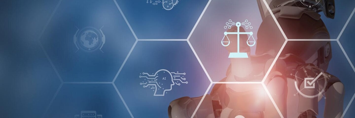 symbols in hexagons representing AI considerations