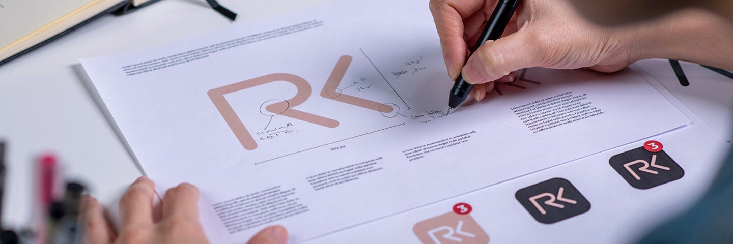 designer reviewing a logo